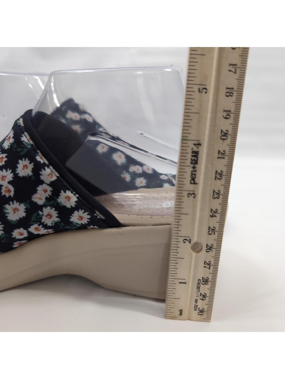 Bzees Navy Floral Slip-On Wedge Sandals with Cream Sole - Picture 7 of 9
